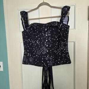 Corset Story Black Off Shoulder Constellation Print Corset Top (UK 20, US 14)